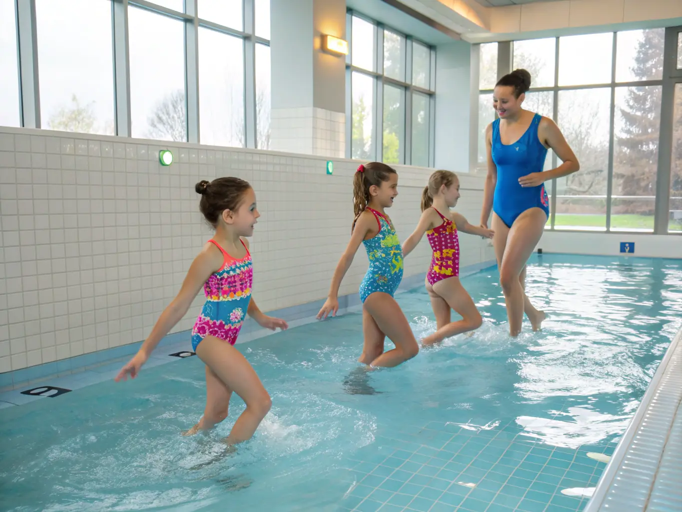 An image of children learning to swim with qualified instructors, emphasizing the importance of water safety and skill development.