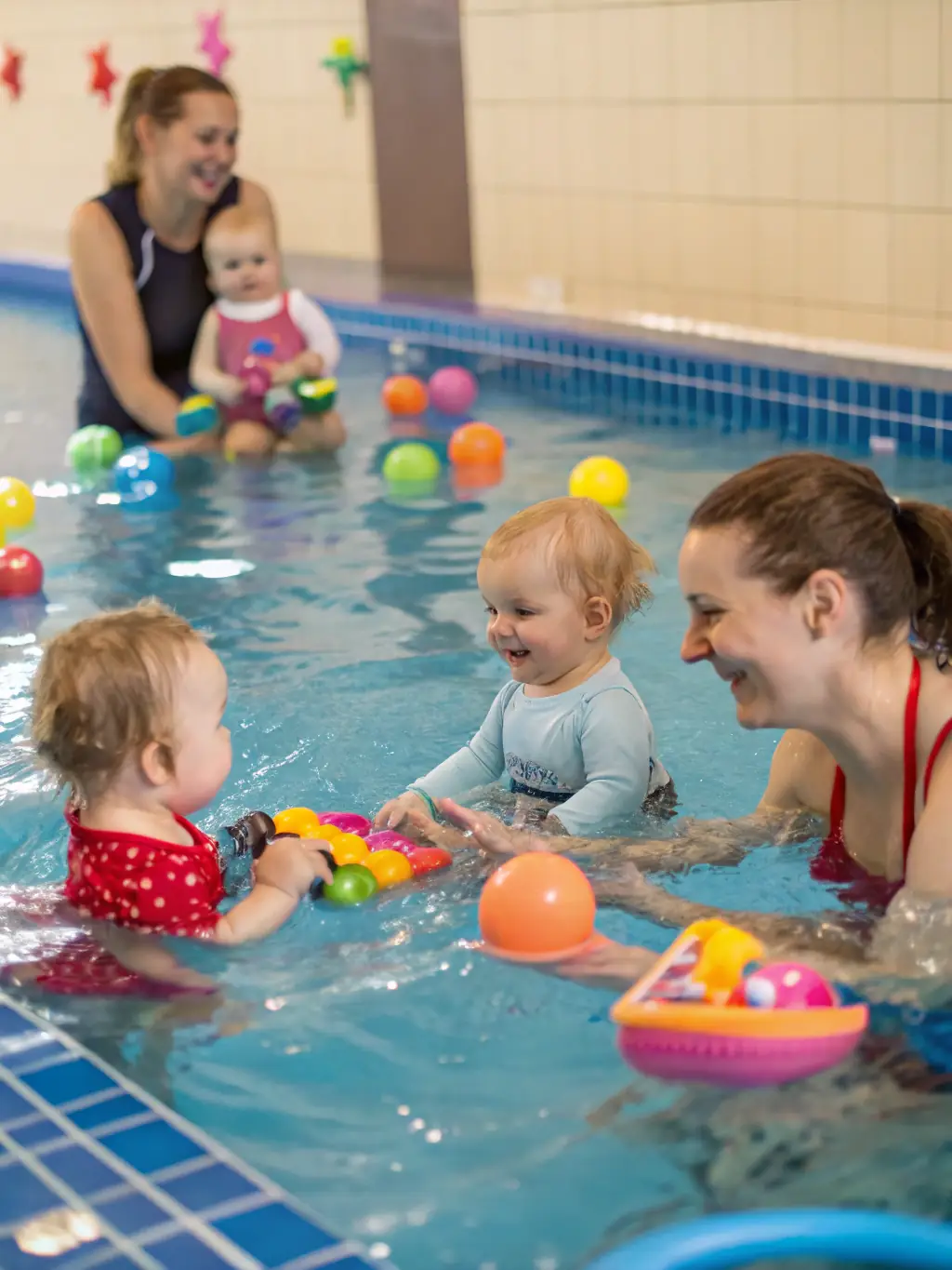 A family enjoying recreational swimming at PISCINE INTERCOMMUNALE VALLEE DE L'OZE, with lifeguards ensuring safety and a relaxed atmosphere for all participants.